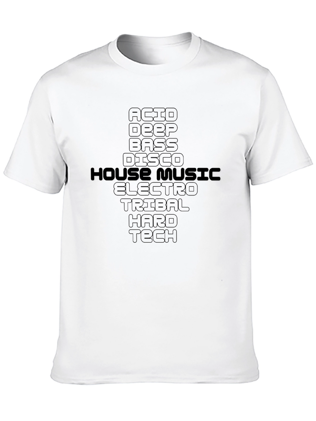 House Music Genres Black T-Shirt