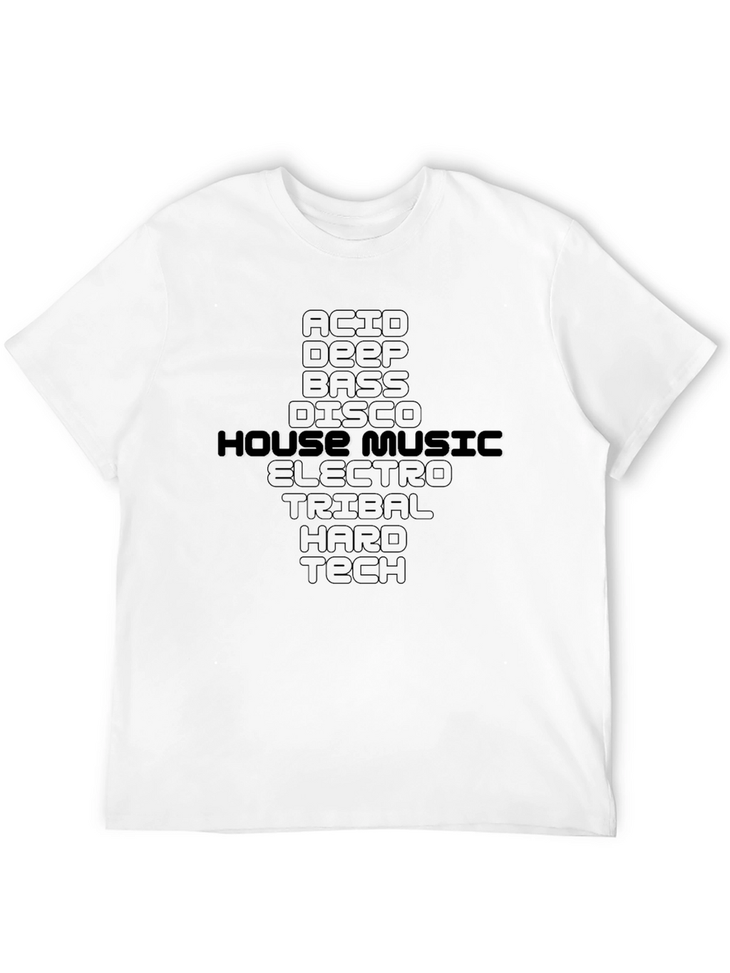 House Music Genres Black T-Shirt