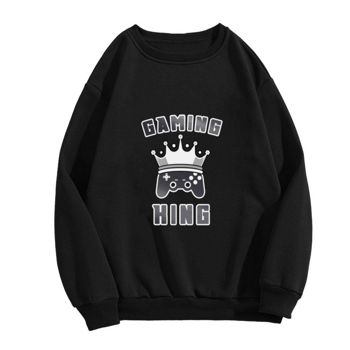 Gaming King Crown Gamepad Crewneck Sweatshirt | Gamer Royalty Controller Graphic Pullover, Gamer Gift Top