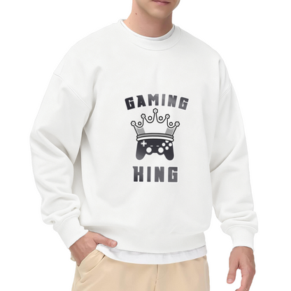 Gaming King Crown Gamepad Crewneck Sweatshirt | Gamer Royalty Controller Graphic Pullover, Gamer Gift Top