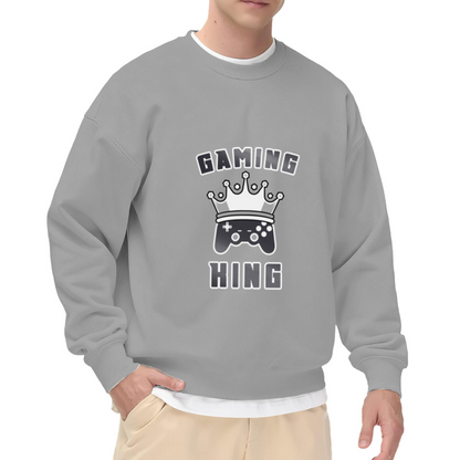 Gaming King Crown Gamepad Crewneck Sweatshirt | Gamer Royalty Controller Graphic Pullover, Gamer Gift Top