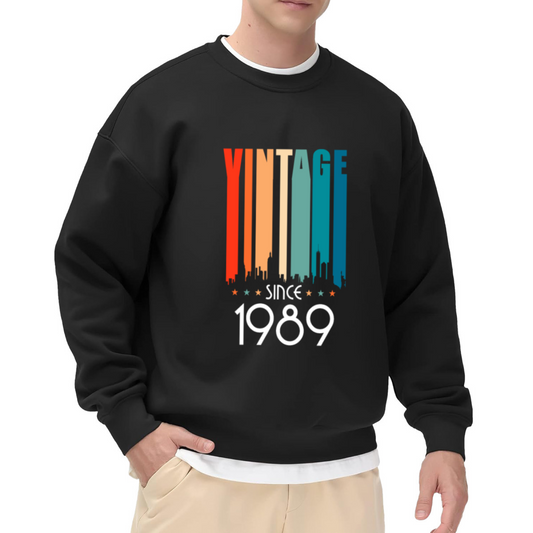 Vintage Since 1989 Sweatshirt | Retro City Skyline Gradient Graphic Crewneck, 80s Born Pullover Top, 1989 Birthday Gift for Men Women