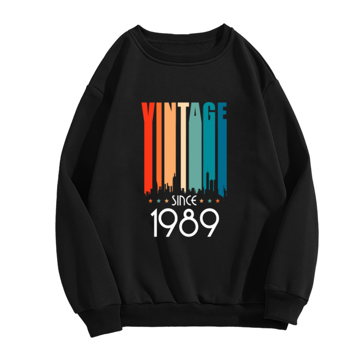 Vintage Since 1989 Sweatshirt | Retro City Skyline Gradient Graphic Crewneck, 80s Born Pullover Top, 1989 Birthday Gift for Men Women