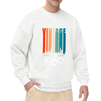 Vintage Since 1989 Sweatshirt | Retro City Skyline Gradient Graphic Crewneck, 80s Born Pullover Top, 1989 Birthday Gift for Men Women