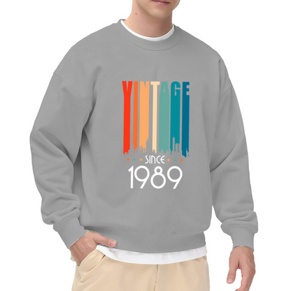 Vintage Since 1989 Sweatshirt | Retro City Skyline Gradient Graphic Crewneck, 80s Born Pullover Top, 1989 Birthday Gift for Men Women