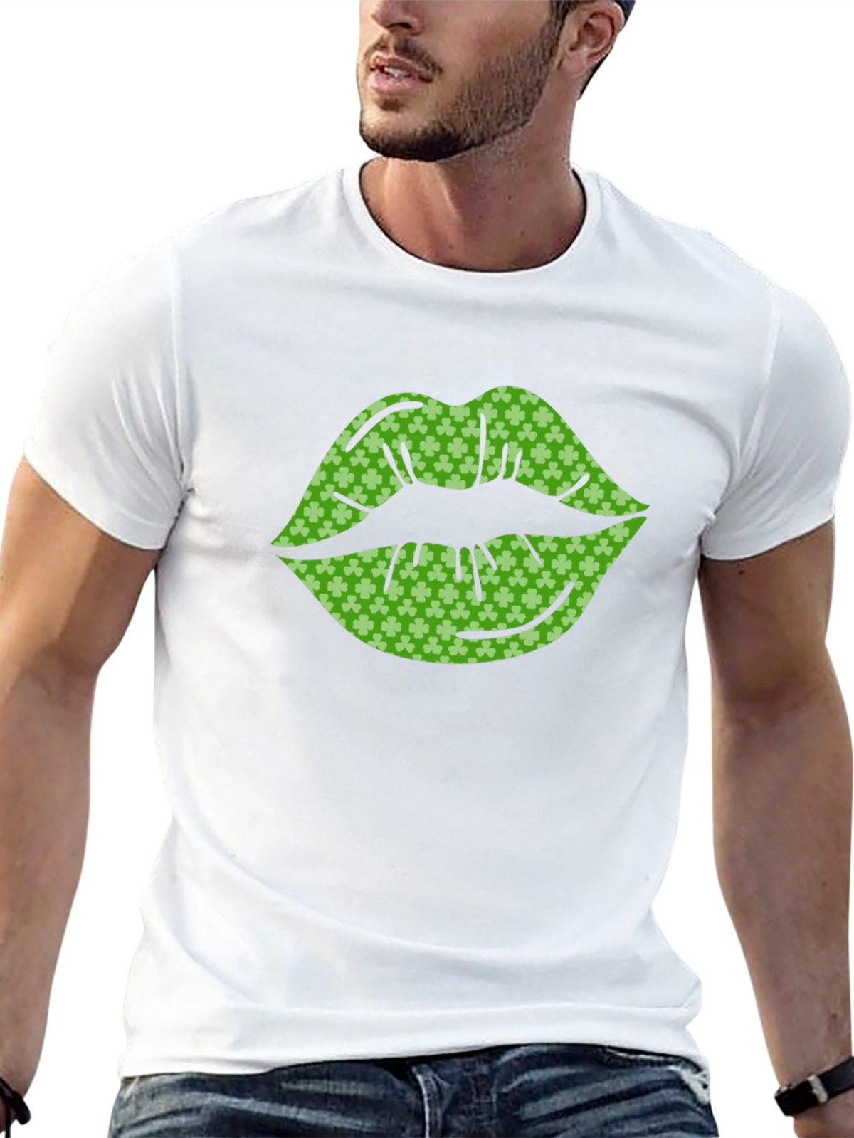 St. Patricks Day Shamrock Lips Graphic Tee