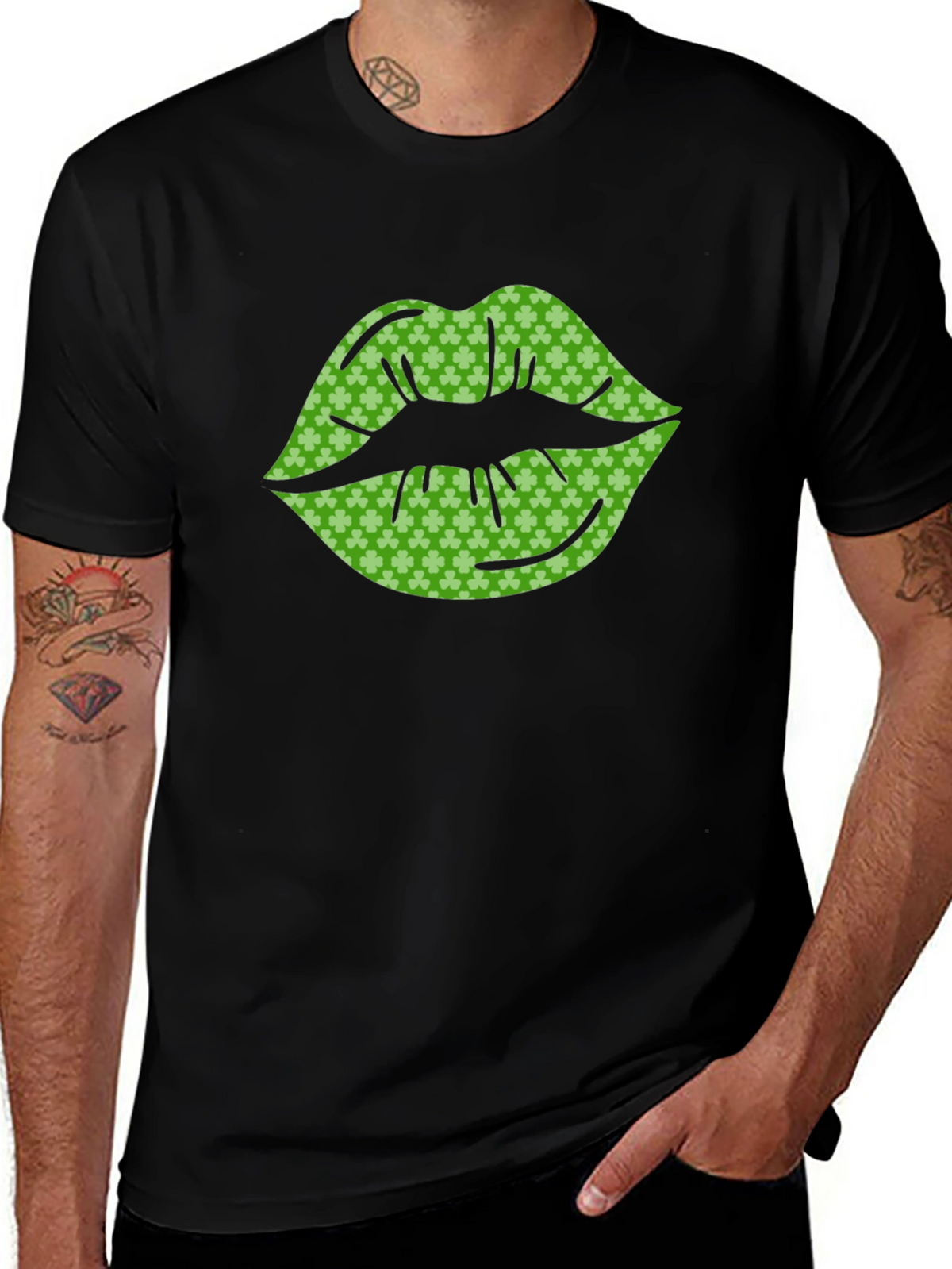 St. Patricks Day Shamrock Lips Graphic Tee