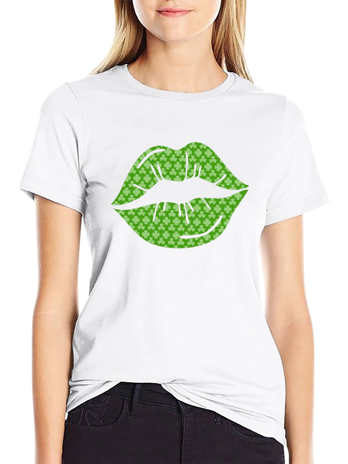 St. Patricks Day Shamrock Lips Graphic Tee