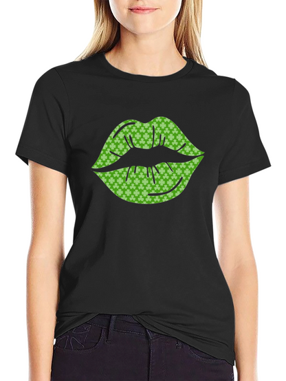 St. Patricks Day Shamrock Lips Graphic Tee