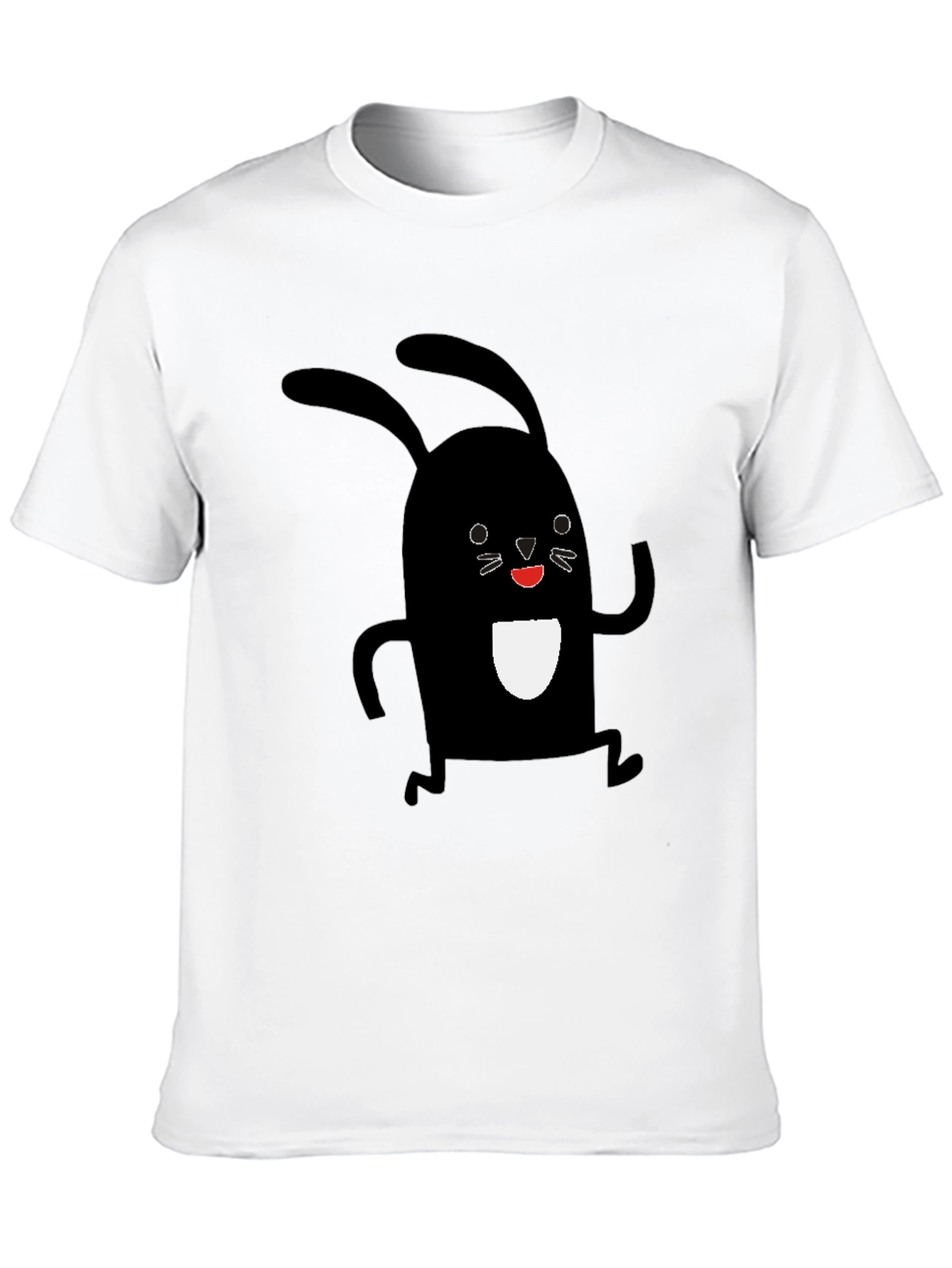 Black Rabbit Graphic Tee - Soft Cotton Casual Shirt