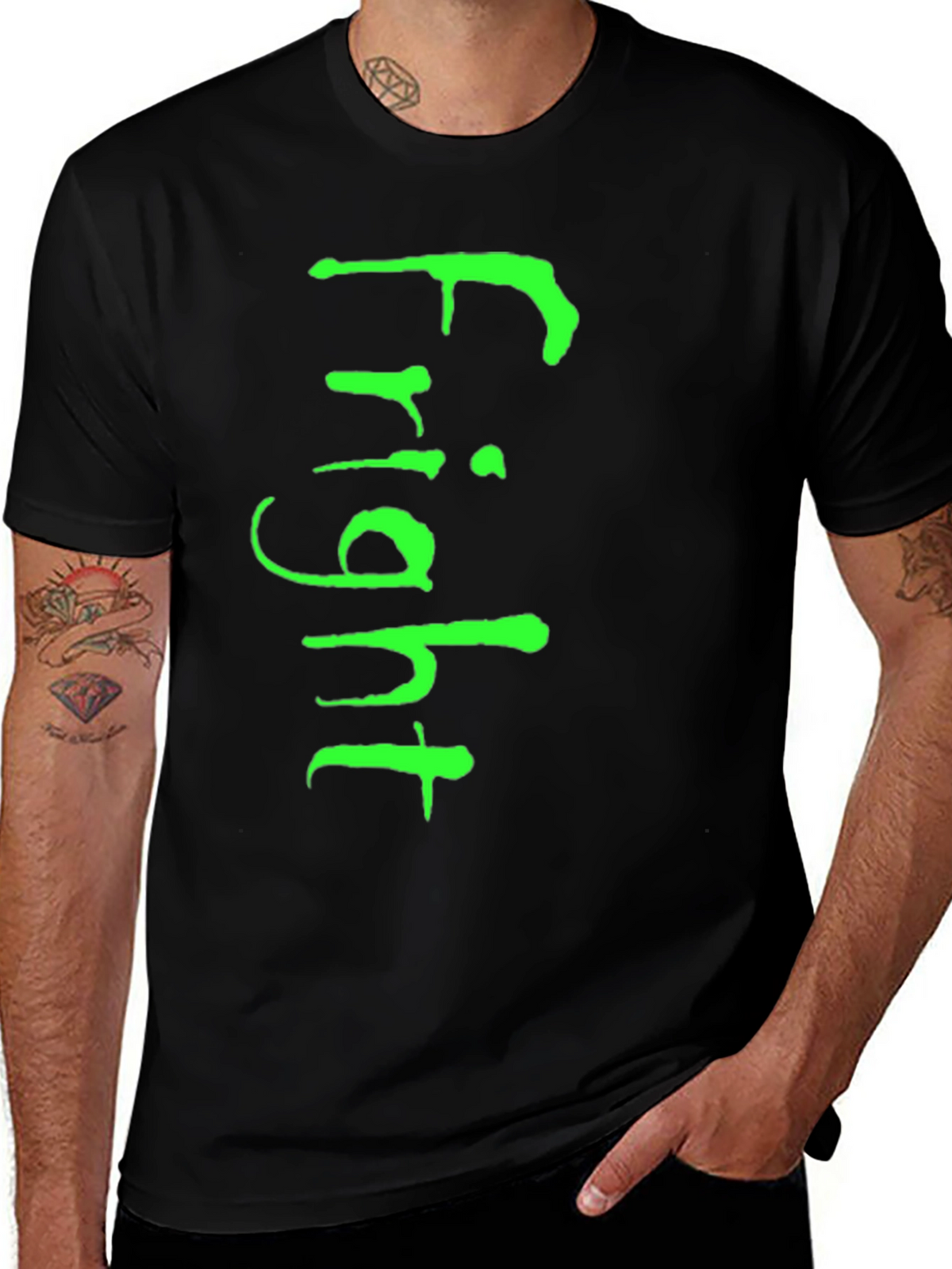 Fright T-Shirt - Green Graphic on Black Tee
