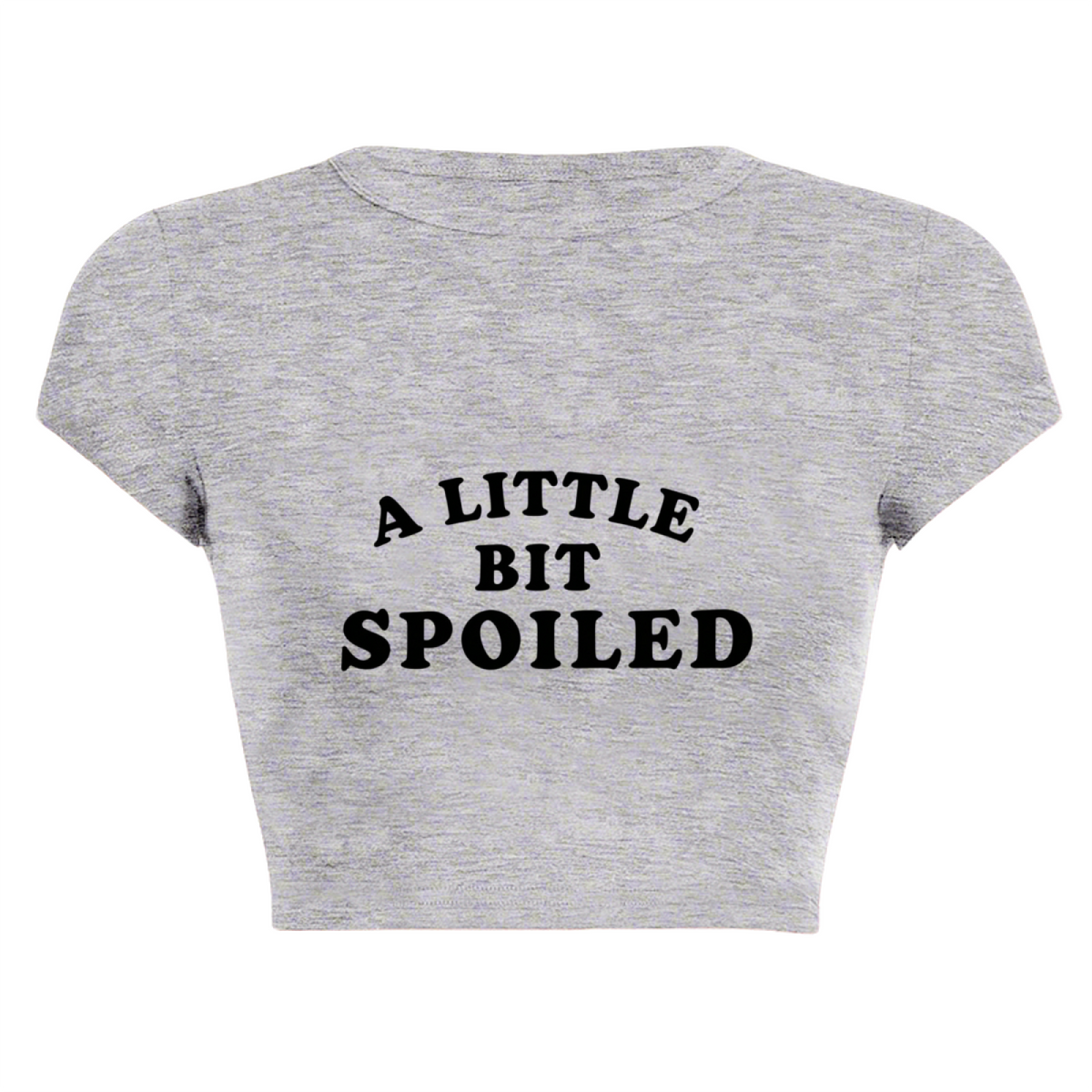 A Little Bit Spoiled Retro Grey Graphic Crop Tee ¨C Sassy Girl Streetwear