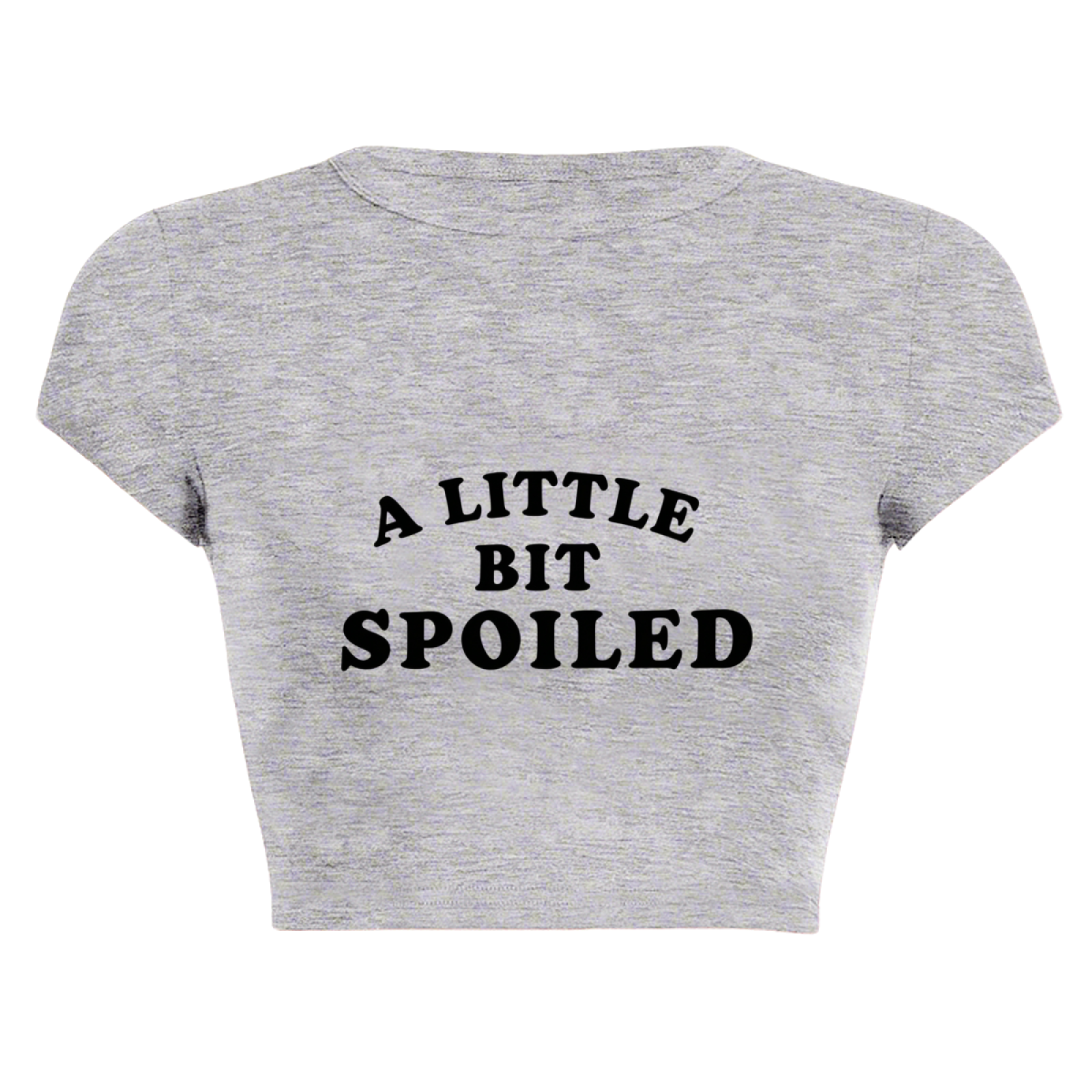 A Little Bit Spoiled Retro Grey Graphic Crop Tee ¨C Sassy Girl Streetwear