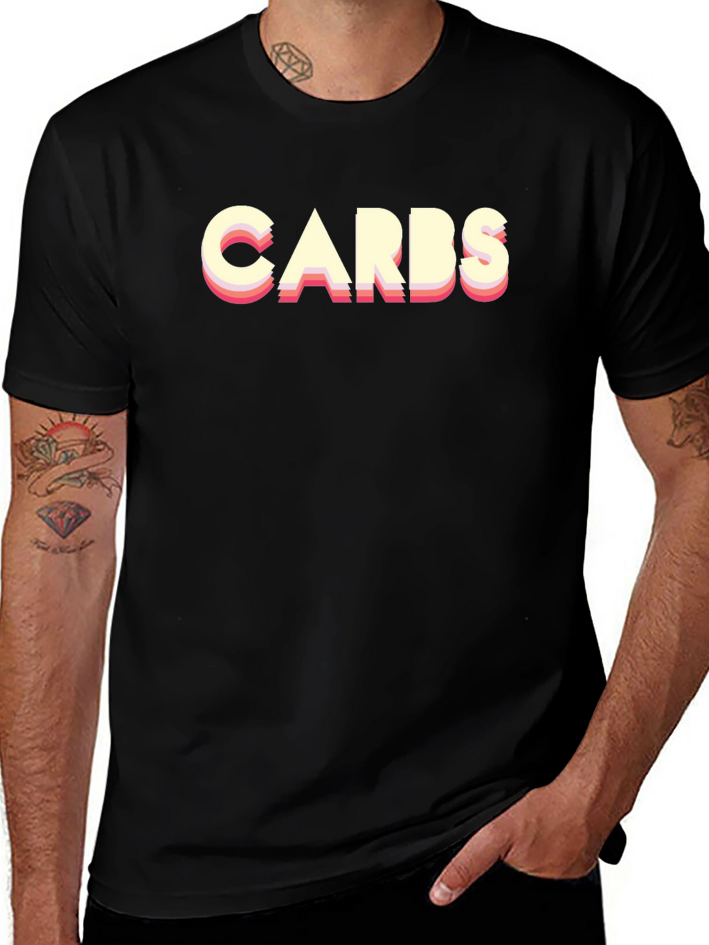 Carbs Graphic Tee - Retro Style Black T-Shirt