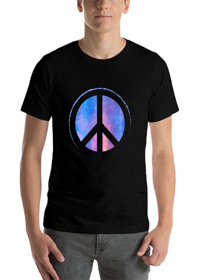Geometric Peace Sign Black T-Shirt