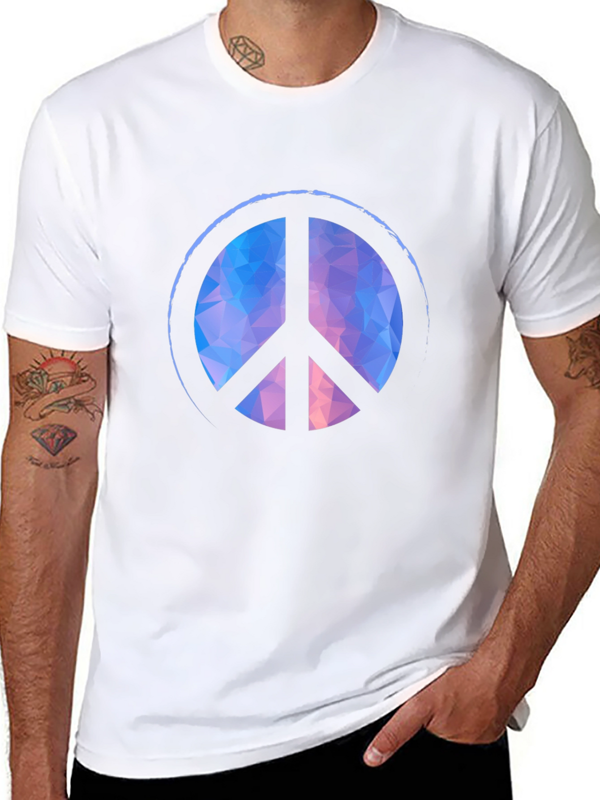 Geometric Peace Sign Black T-Shirt