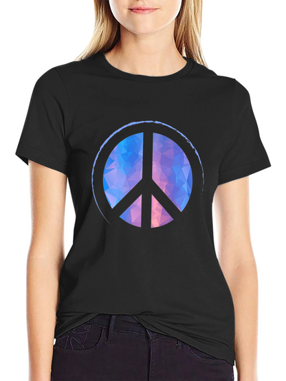 Geometric Peace Sign Black T-Shirt