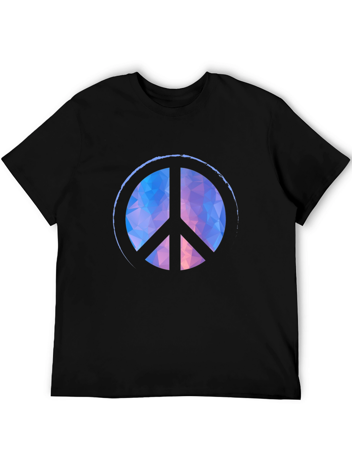 Geometric Peace Sign Black T-Shirt