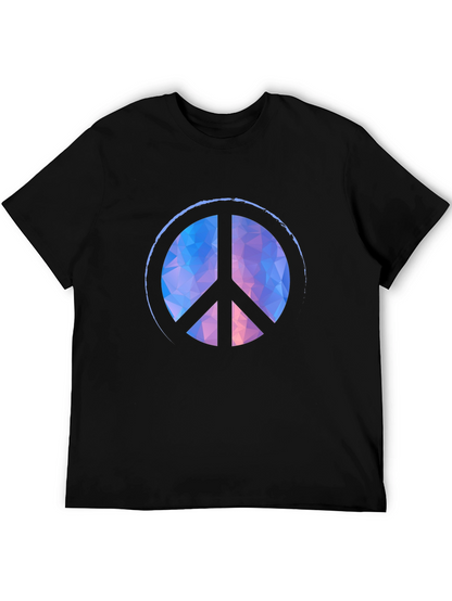 Geometric Peace Sign Black T-Shirt