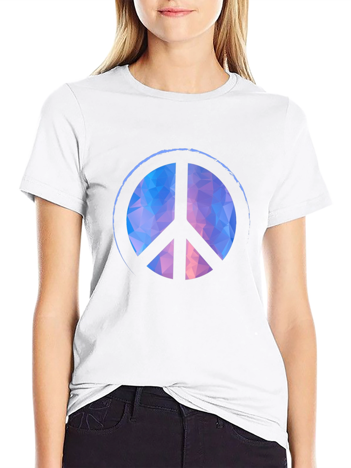 Geometric Peace Sign Black T-Shirt