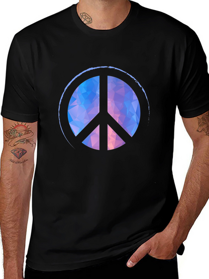 Geometric Peace Sign Black T-Shirt