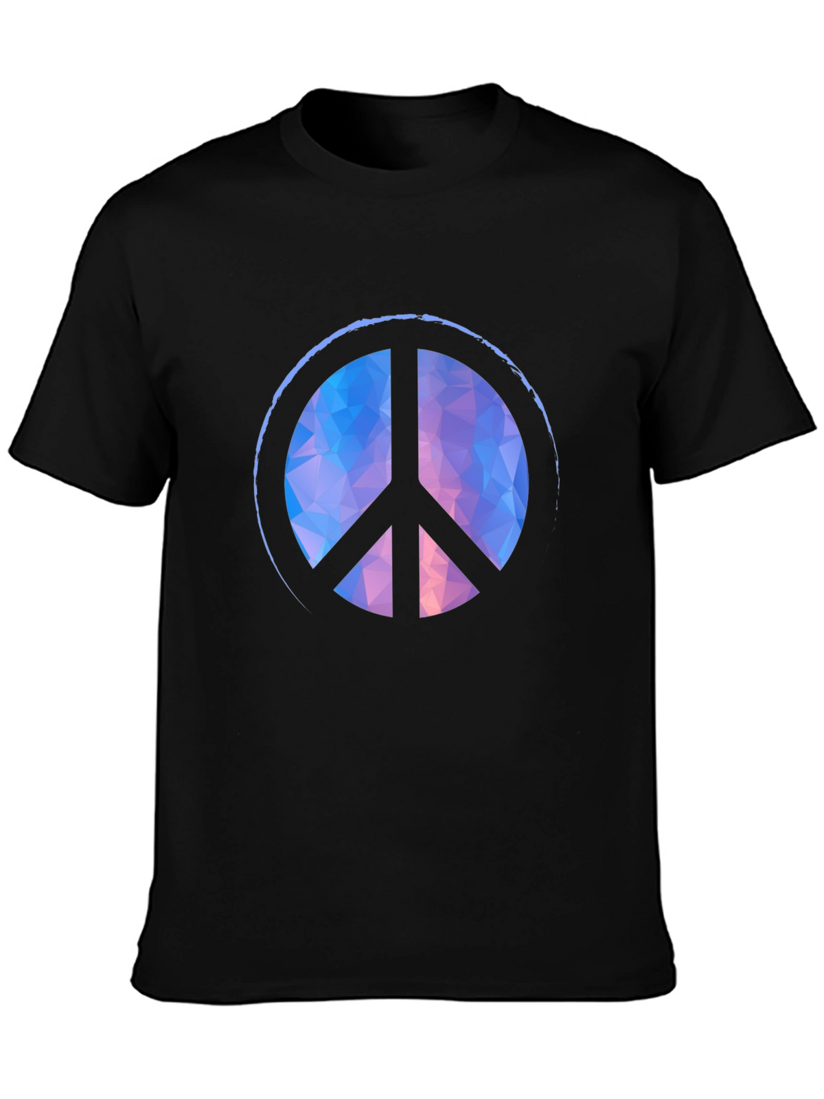 Geometric Peace Sign Black T-Shirt