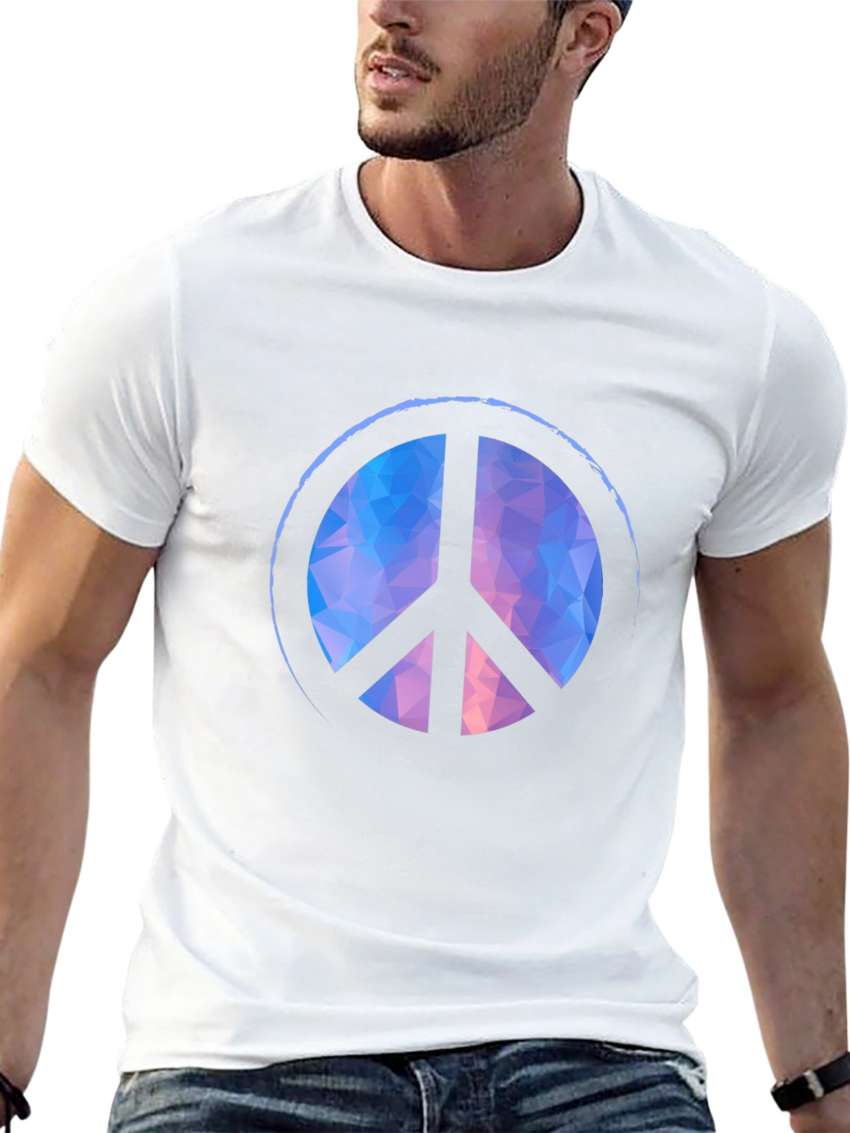 Geometric Peace Sign Black T-Shirt