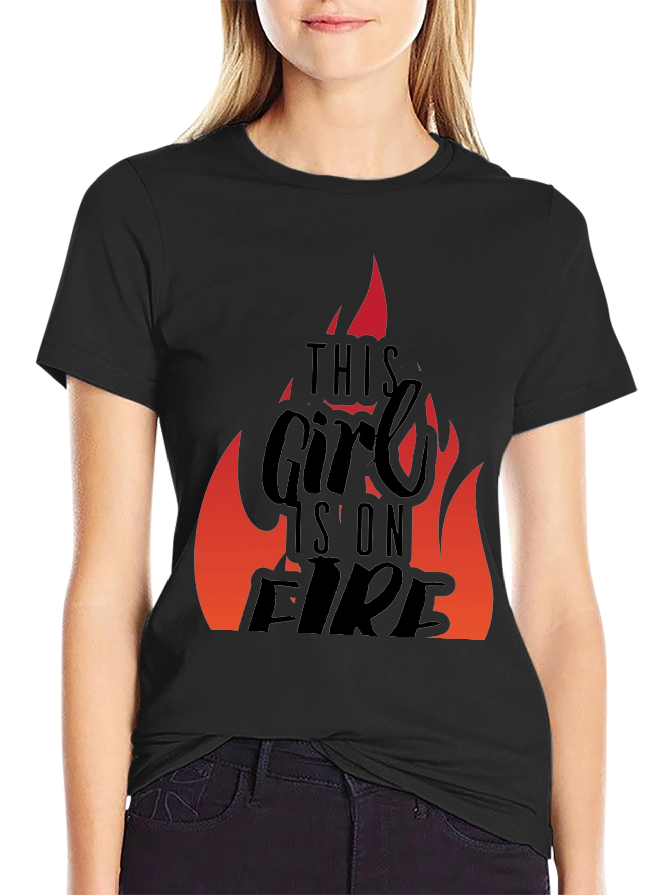 This Girl is on Fire Black Graphic Tee