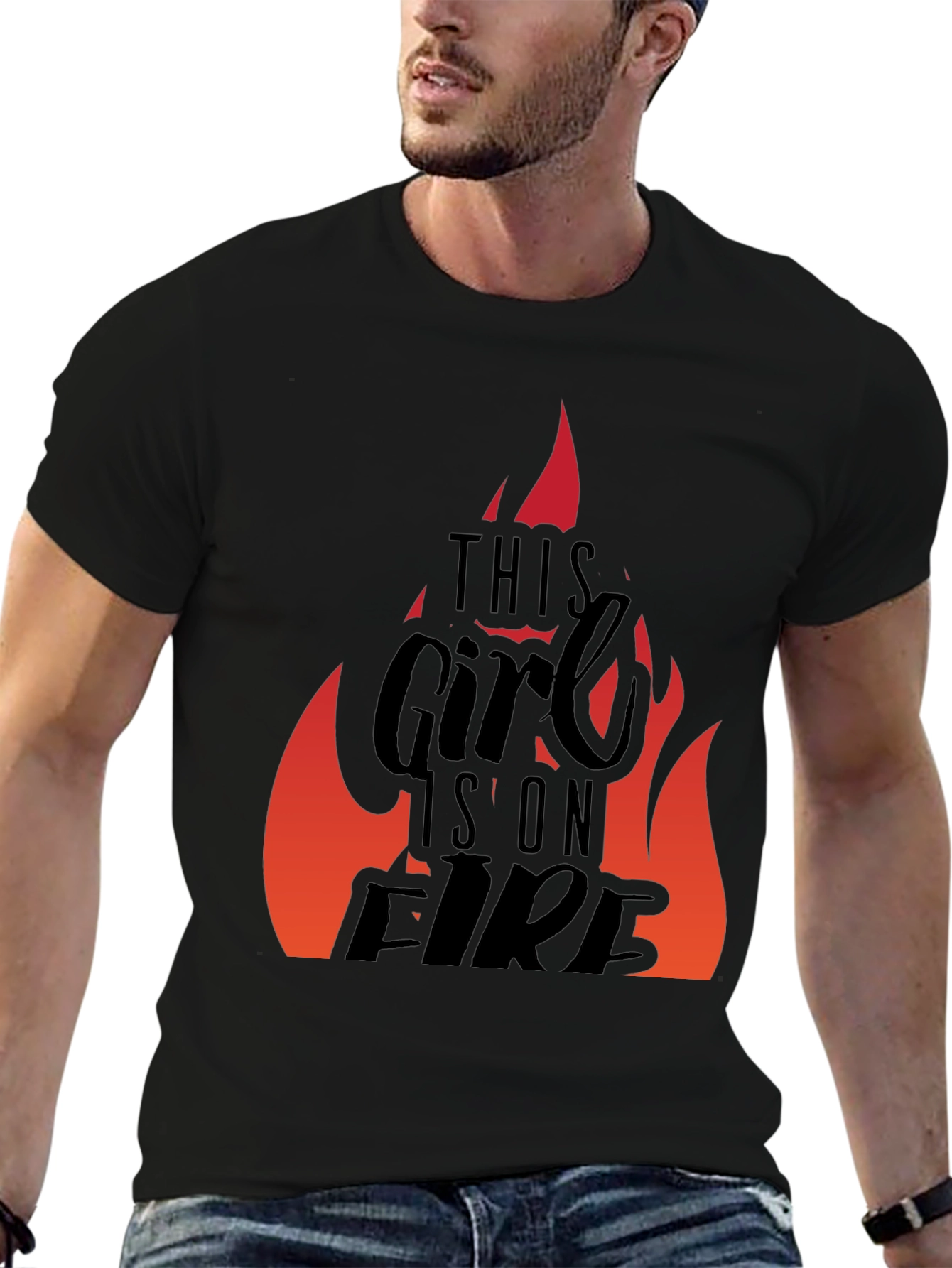 This Girl is on Fire Black Graphic Tee