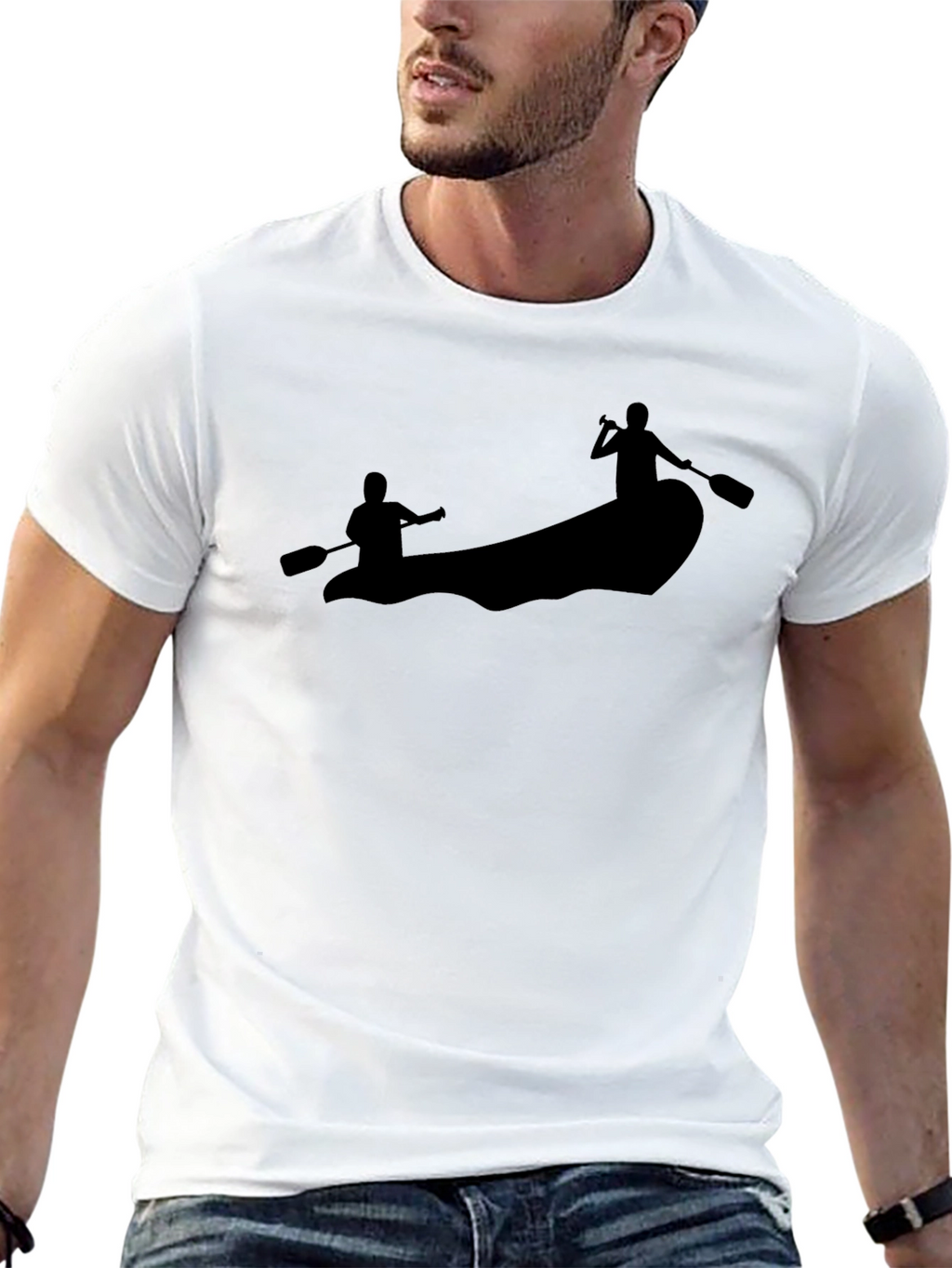 Rafting Adventure Tee - Black Crew Neck T-Shirt