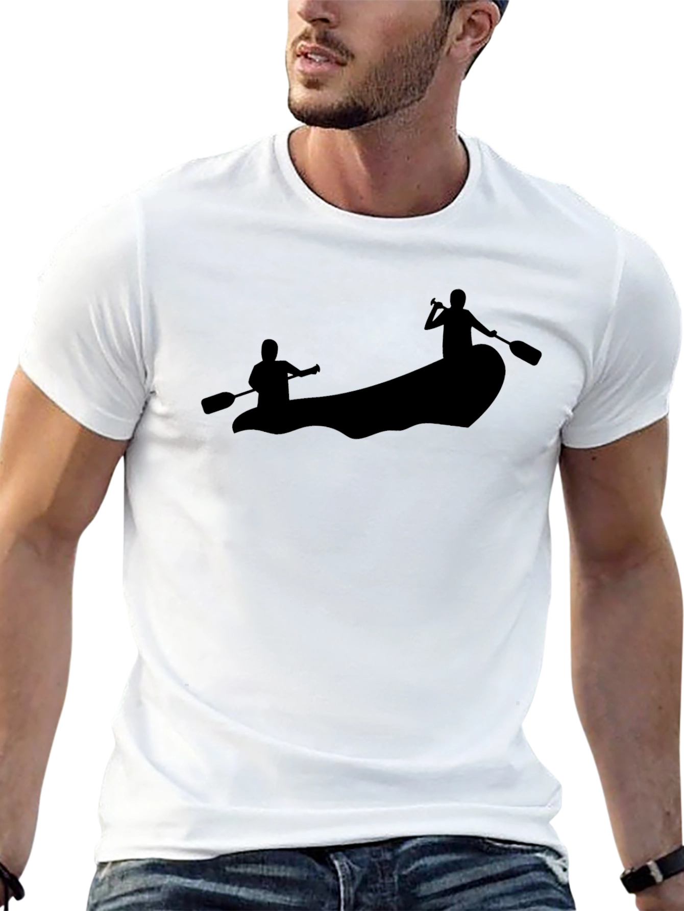 Rafting Adventure Tee - Black Crew Neck T-Shirt