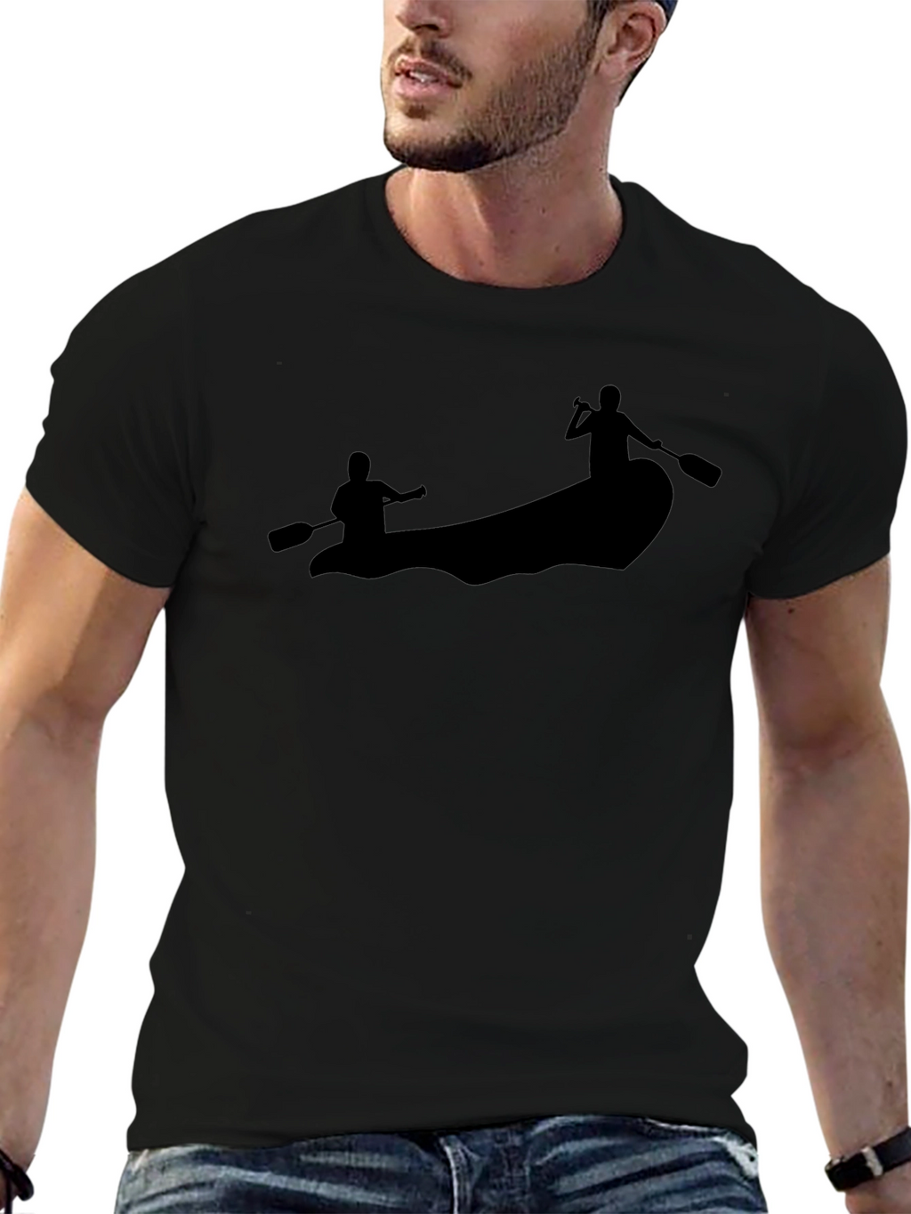 Rafting Adventure Tee - Black Crew Neck T-Shirt