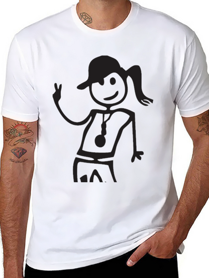 Black Stick Figure Graphic Tee - Casual Comfort