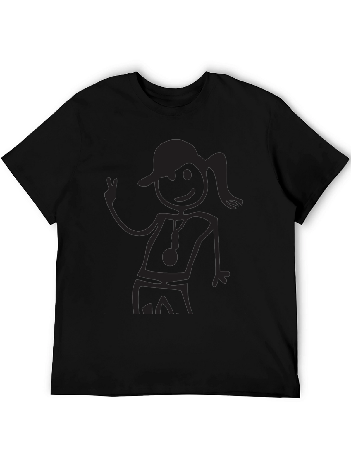 Black Stick Figure Graphic Tee - Casual Comfort