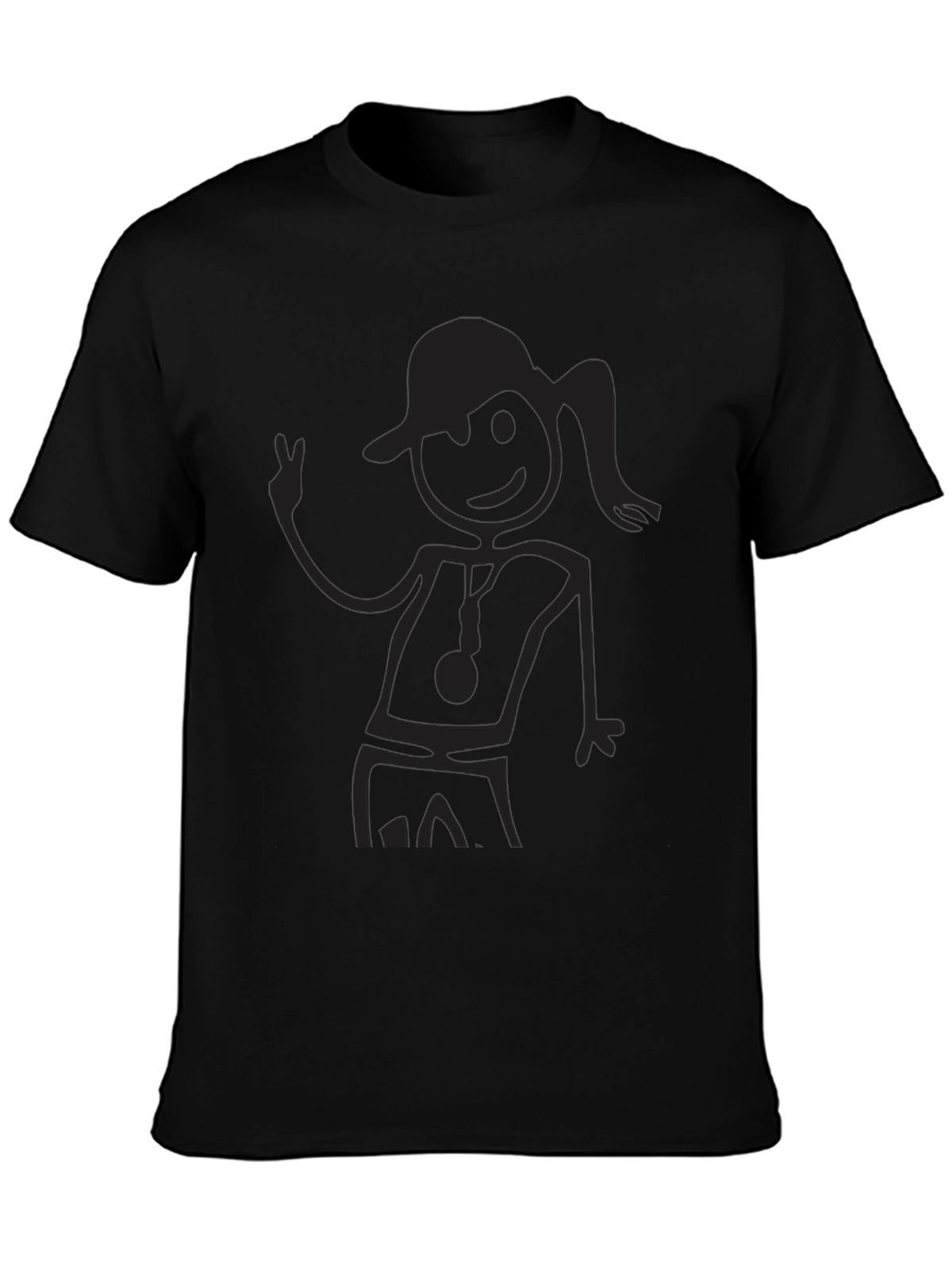 Black Stick Figure Graphic Tee - Casual Comfort