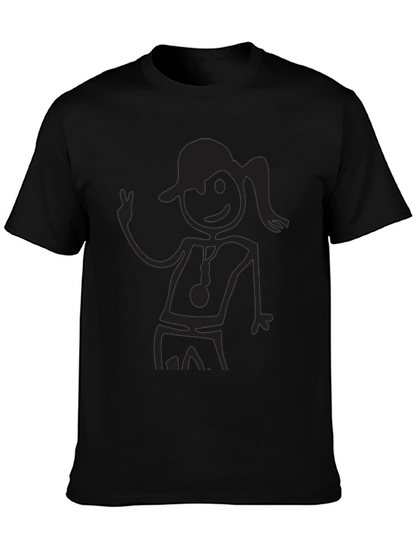 Black Stick Figure Graphic Tee - Casual Comfort