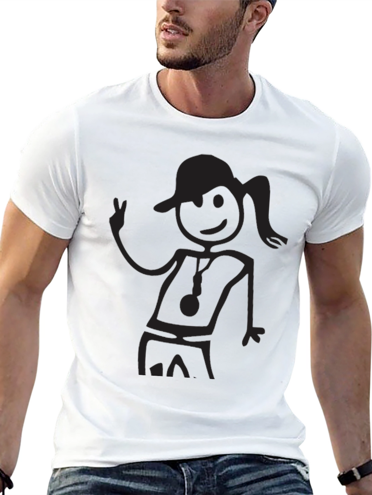 Black Stick Figure Graphic Tee - Casual Comfort