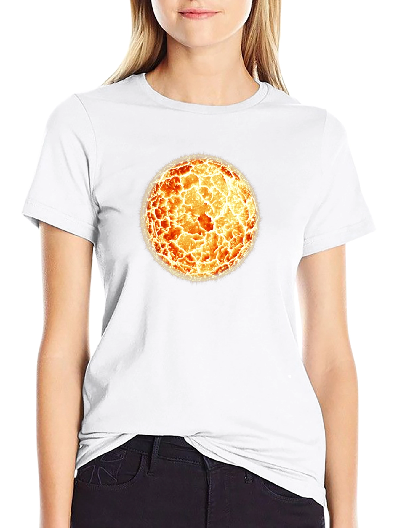 Fiery Sphere Graphic T-Shirt - Cool Design