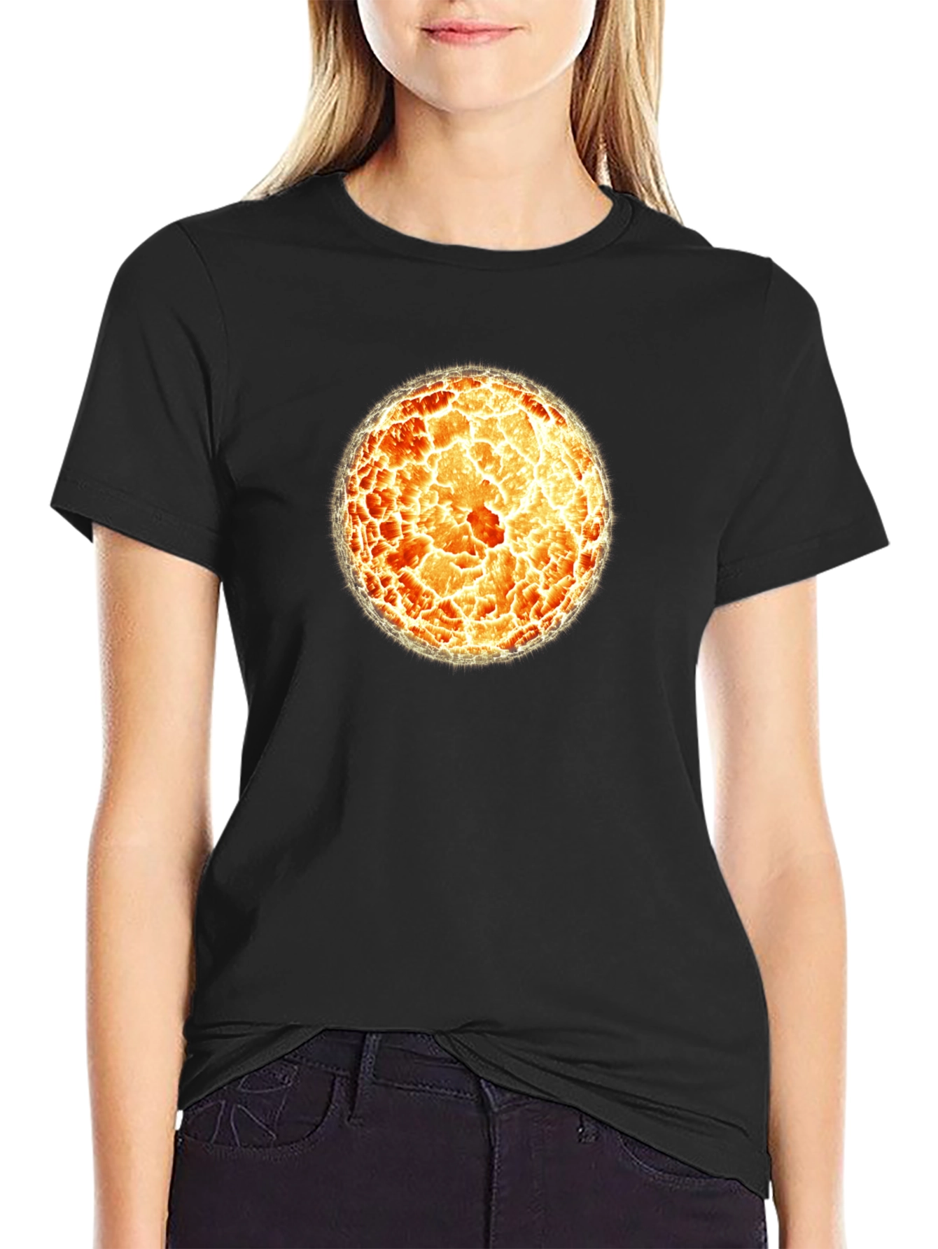 Fiery Sphere Graphic T-Shirt - Cool Design