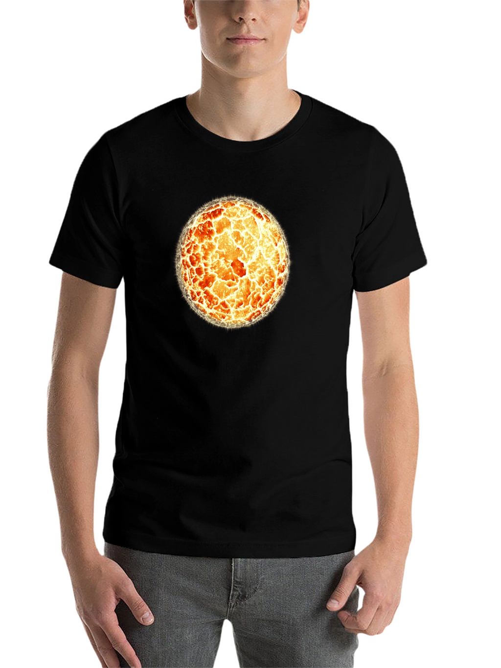 Fiery Sphere Graphic T-Shirt - Cool Design