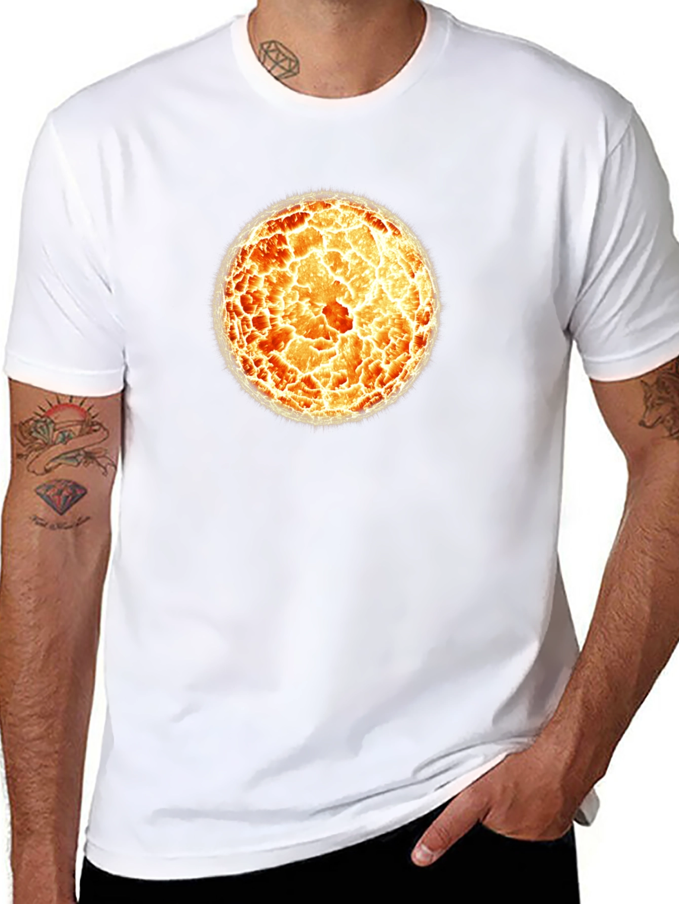 Fiery Sphere Graphic T-Shirt - Cool Design