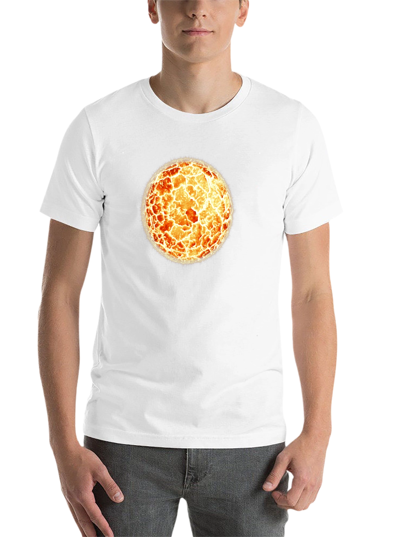 Fiery Sphere Graphic T-Shirt - Cool Design