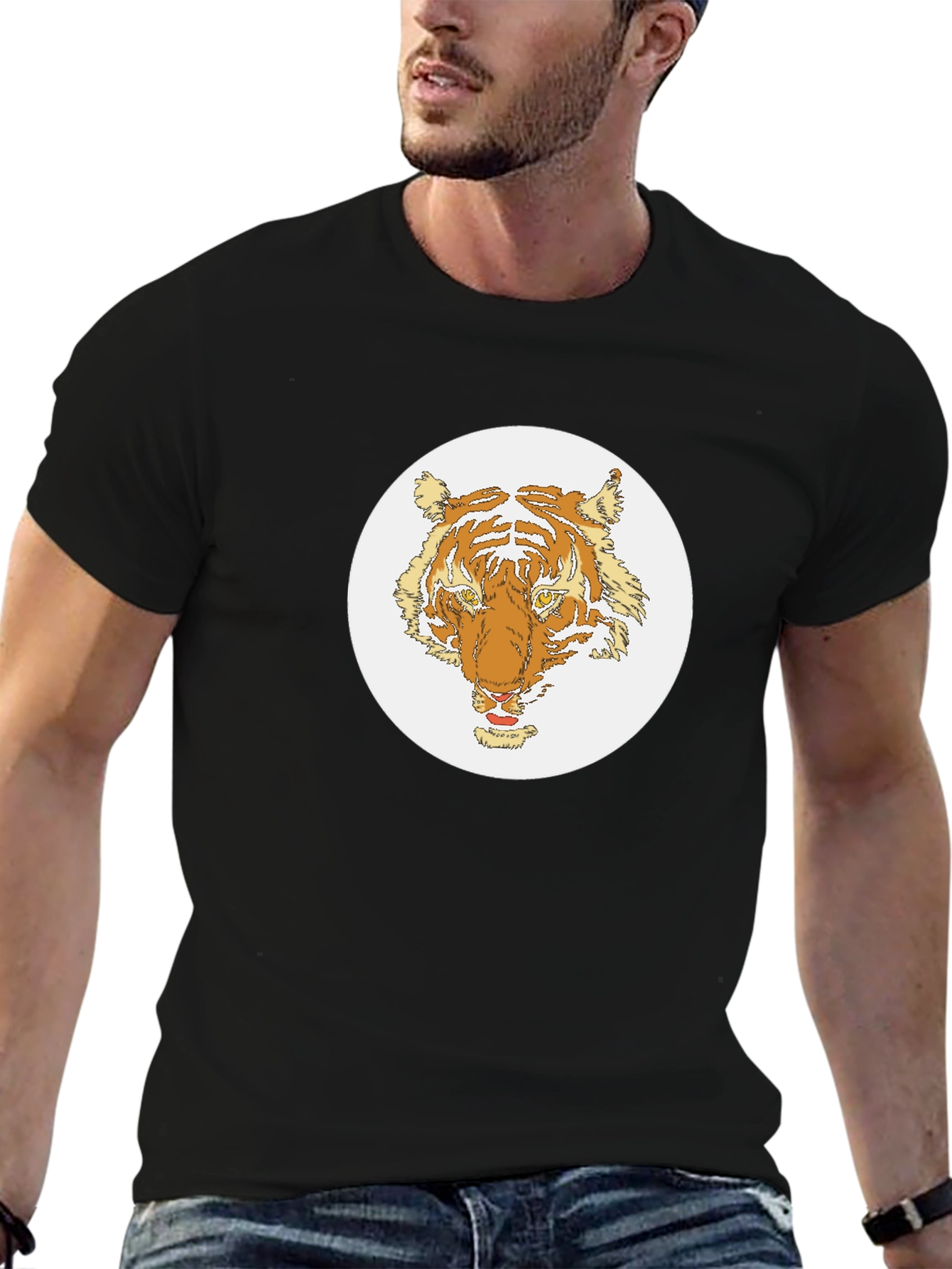 Tiger Graphic Tee - Black Cotton Blend