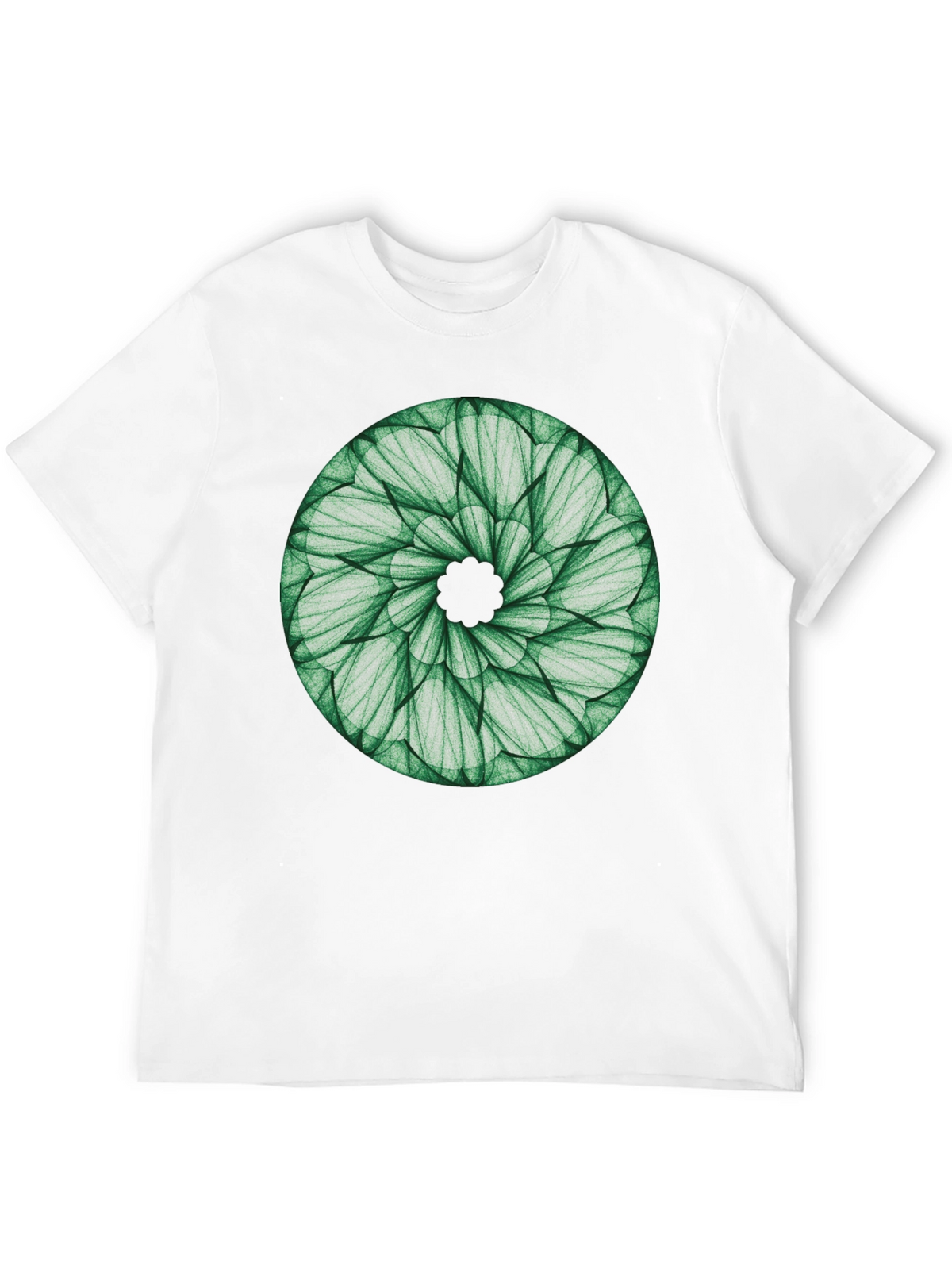 Green Leaf Mandala T-Shirt - Nature Inspired Design