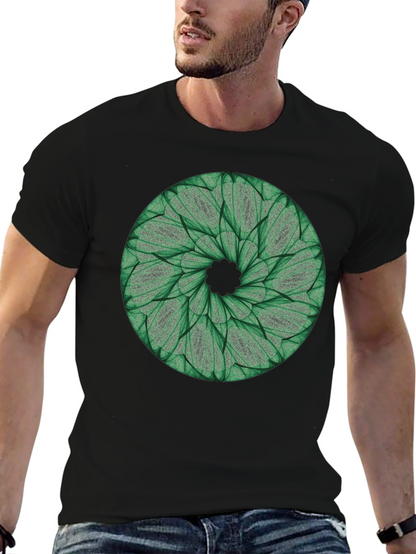 Green Leaf Mandala T-Shirt - Nature Inspired Design