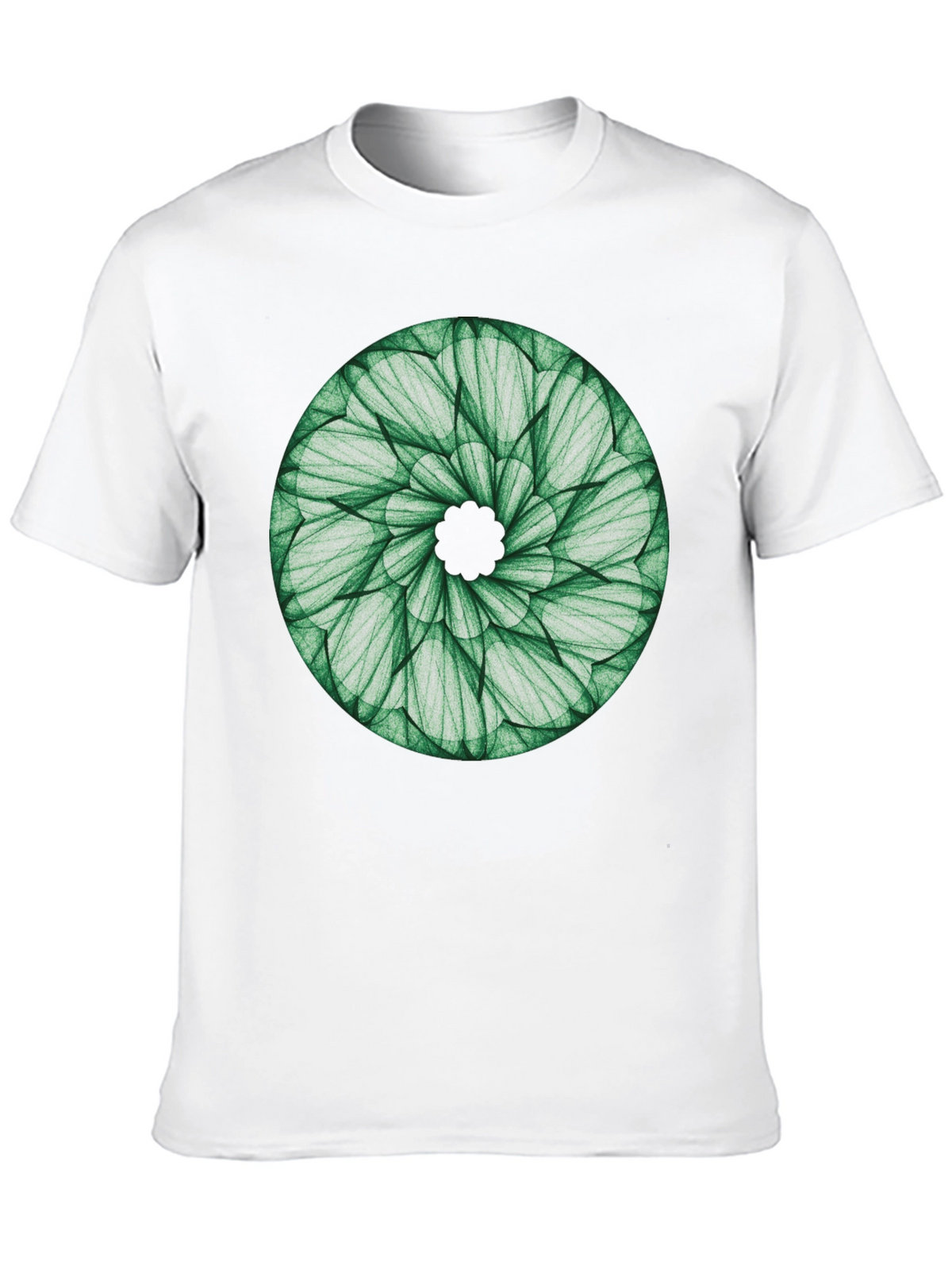 Green Leaf Mandala T-Shirt - Nature Inspired Design