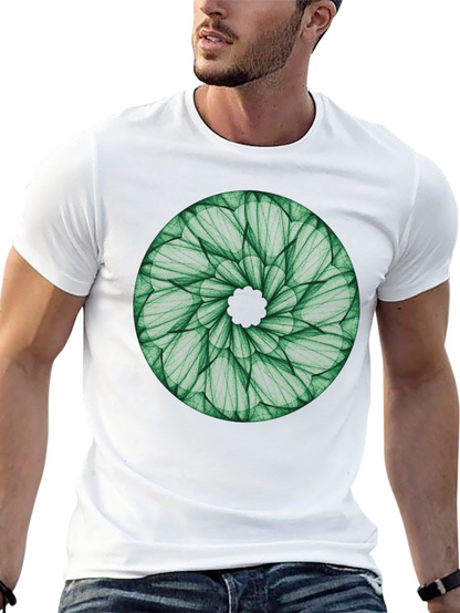 Green Leaf Mandala T-Shirt - Nature Inspired Design