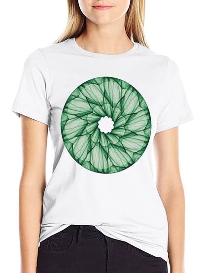 Green Leaf Mandala T-Shirt - Nature Inspired Design