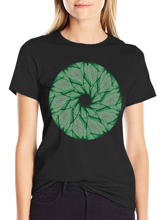 Green Leaf Mandala T-Shirt - Nature Inspired Design