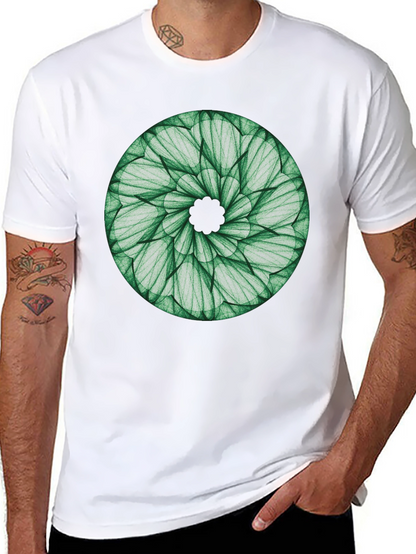 Green Leaf Mandala T-Shirt - Nature Inspired Design